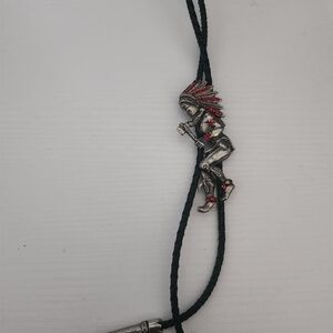 Silver and Red Native American Bolo Tie